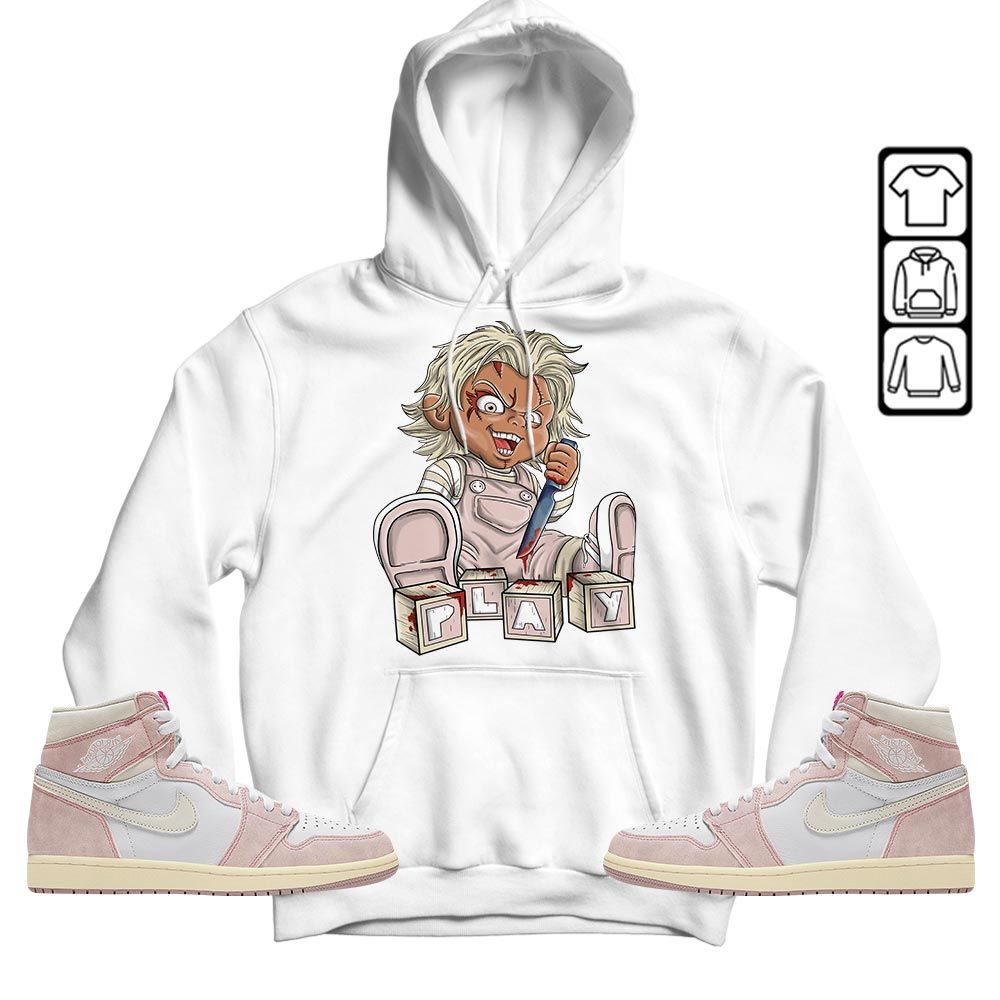 Chucky Play Horror Sneaker Shirt Match Retro Washed Pink 1s, Jordan 1 High OG Washed Pink MKO T-Shirt