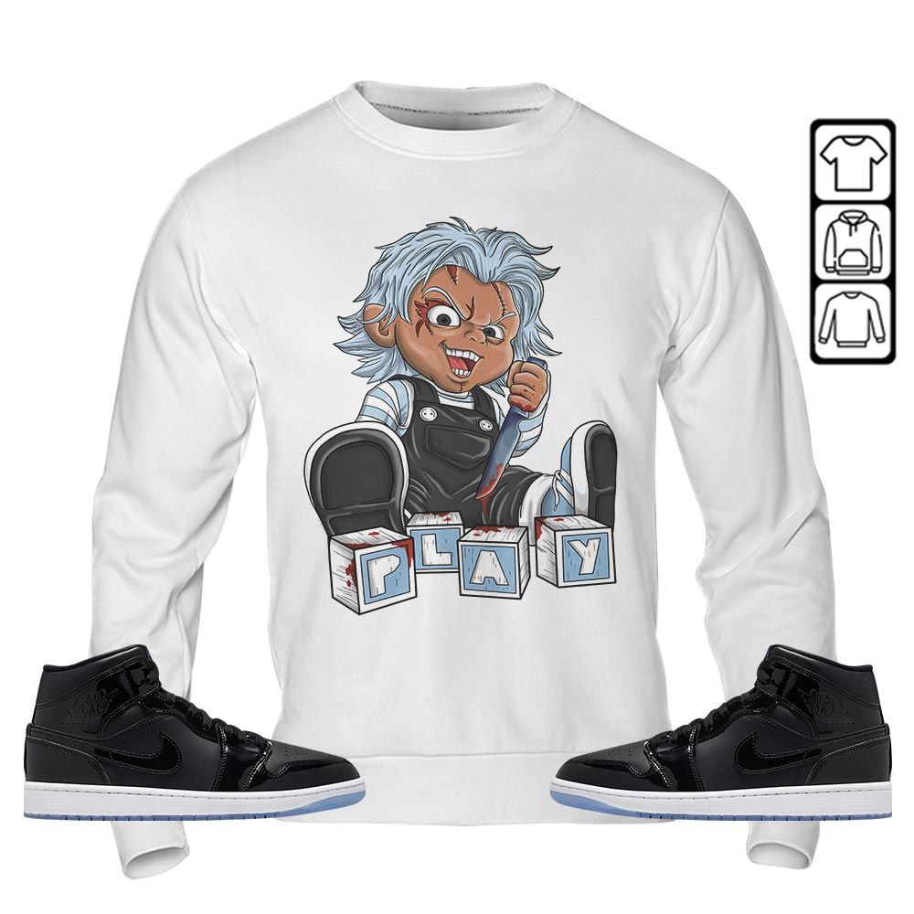 Chucky Play Horror Sneaker Shirt Match Space Jam 1s, Jordan 1 Mid Space Jam MKO Sweatshirt