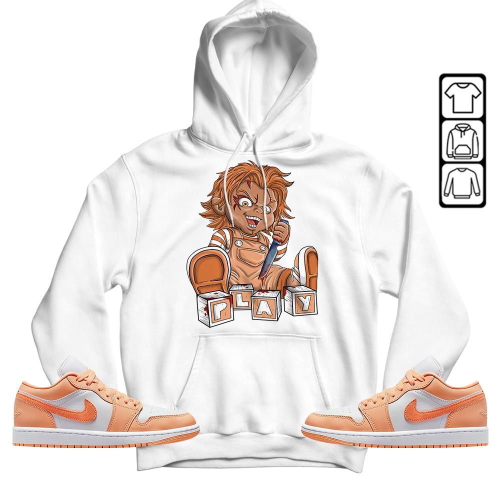 Chucky Play Horror Sneaker Shirt Match Sunset Haze 1s, Jordan 1 Low Sunset Haze MKO T-Shirt