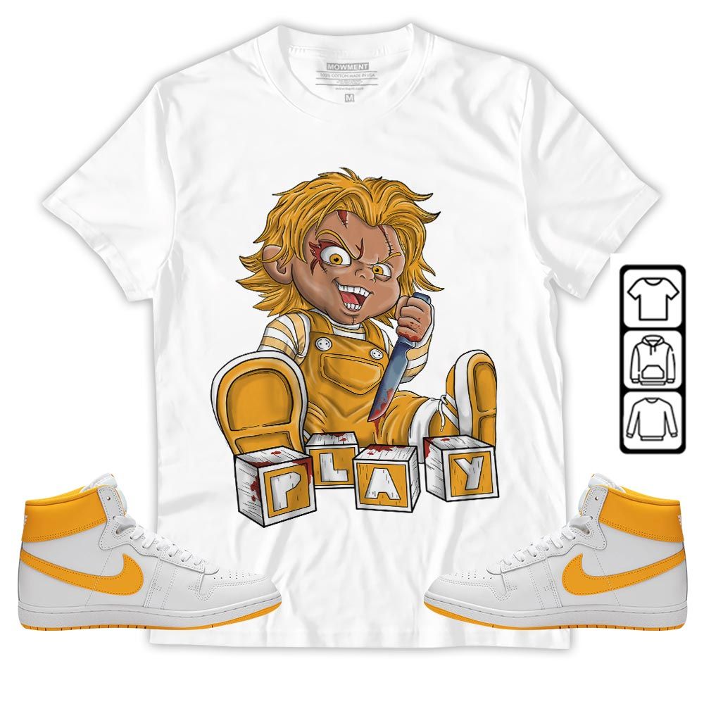 Chucky Play Horror Sneaker Shirt Match University Gold, Ship SP University Gold MKO T-Shirt Chucky Play Horror Sneaker Shirt Match University Gold, Ship SP University Gold MKO T-Shirt