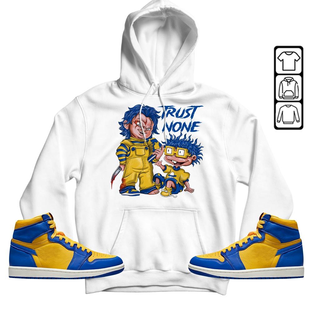 Chucky Trust No One Sneaker Shirt Match 2023 Laney 1s, Jordan 1 Retro High Laney MKO T-Shirt