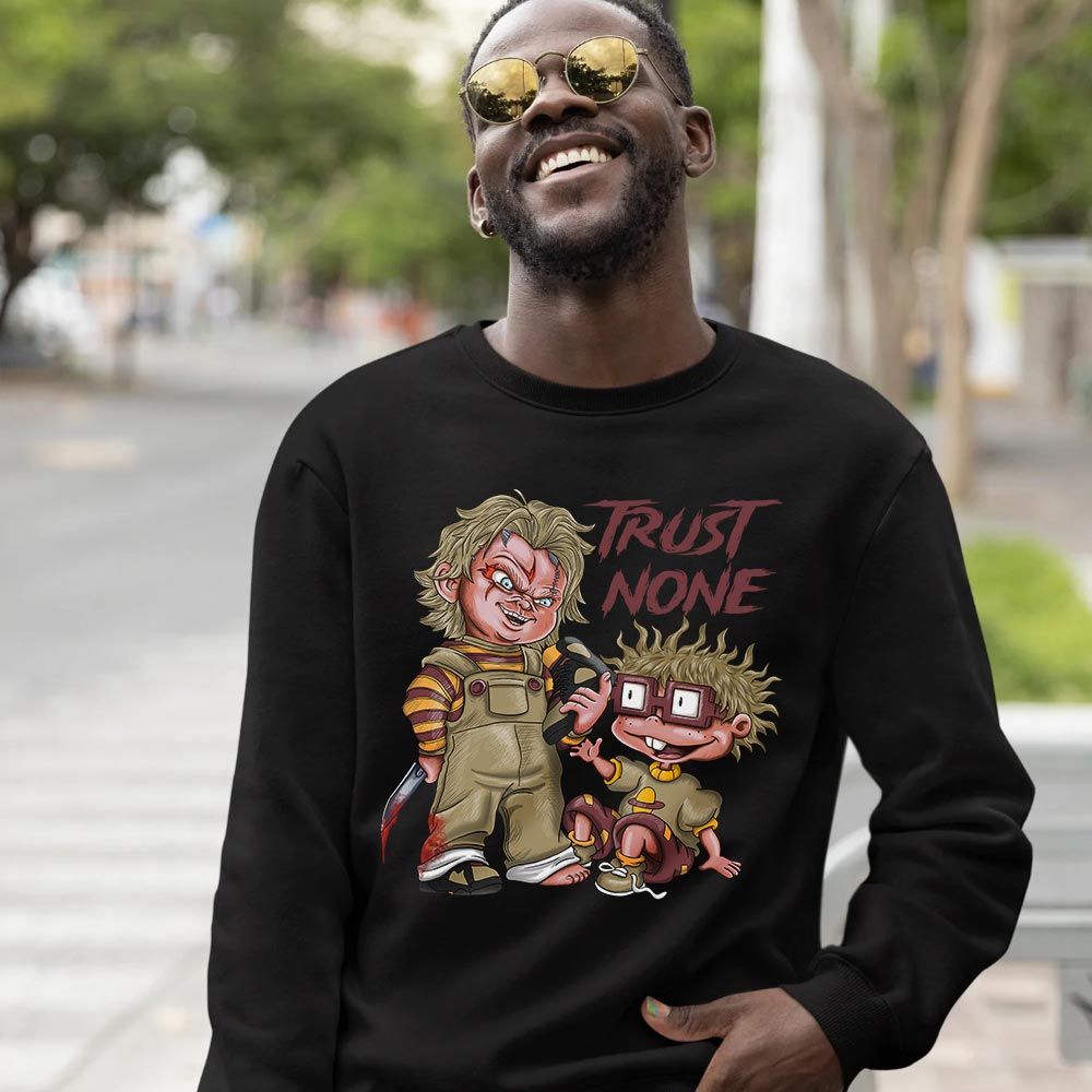 Chucky Trust No One Sneaker Shirt Match Black Cherrywood 7S, Jordan 7 Black Olive Hoodie Sweatshirt Tee All Over Print MKO Shirt Chucky Trust No One Sneaker Shirt Match Black Cherrywood 7S, Jordan 7 Black Olive Hoodie Sweatshirt Tee All Over Print MKO Shirt