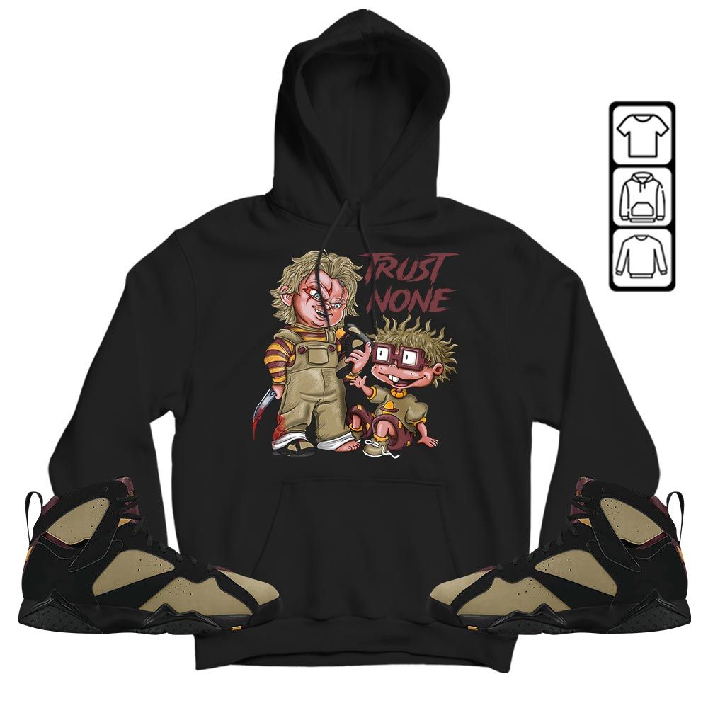 Chucky Trust No One Sneaker Shirt Match Black Cherrywood 7S, Jordan 7 Black Olive Hoodie Sweatshirt Tee All Over Print MKO Shirt Chucky Trust No One Sneaker Shirt Match Black Cherrywood 7S, Jordan 7 Black Olive Hoodie Sweatshirt Tee All Over Print MKO Shirt