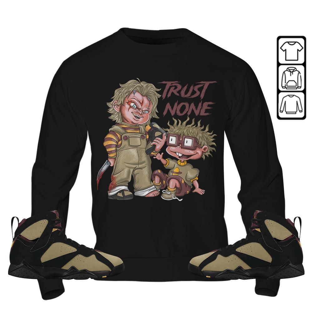 Chucky Trust No One Sneaker Shirt Match Black Cherrywood 7S, Jordan 7 Black Olive Hoodie Sweatshirt Tee All Over Print MKO Shirt Chucky Trust No One Sneaker Shirt Match Black Cherrywood 7S, Jordan 7 Black Olive Hoodie Sweatshirt Tee All Over Print MKO Shirt