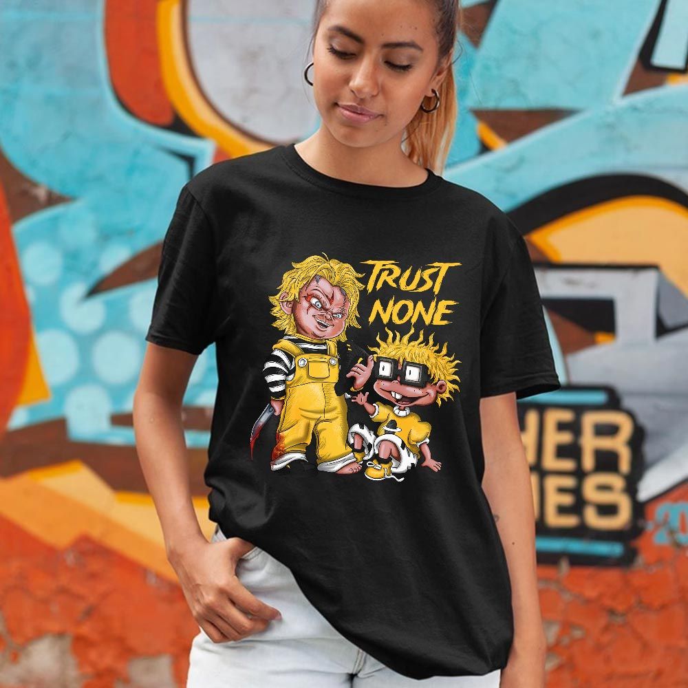 Chucky Trust No One Sneaker Shirt Match Black Taxi 12S, Jordan 12 Retro Black Taxi Hoodie Sweatshirt Tee All Over Print MKO Shirt Chucky Trust No One Sneaker Shirt Match Black Taxi 12S, Jordan 12 Retro Black Taxi Hoodie Sweatshirt Tee All Over Print MKO Shirt