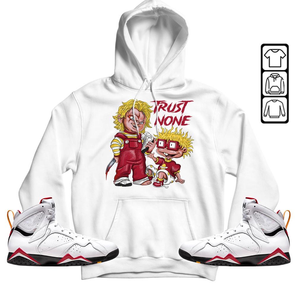 Chucky Trust No One Sneaker Shirt Match Cardinal 7s, Jordan 7 Retro Cardinal MKO T-Shirt