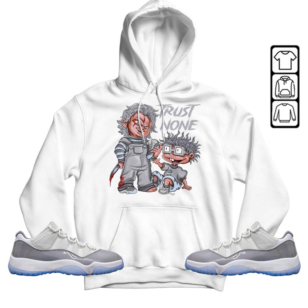 Chucky Trust No One Sneaker Shirt Match Cement Grey 11s, Jordan 11 Low Cement Grey MKO T-Shirt