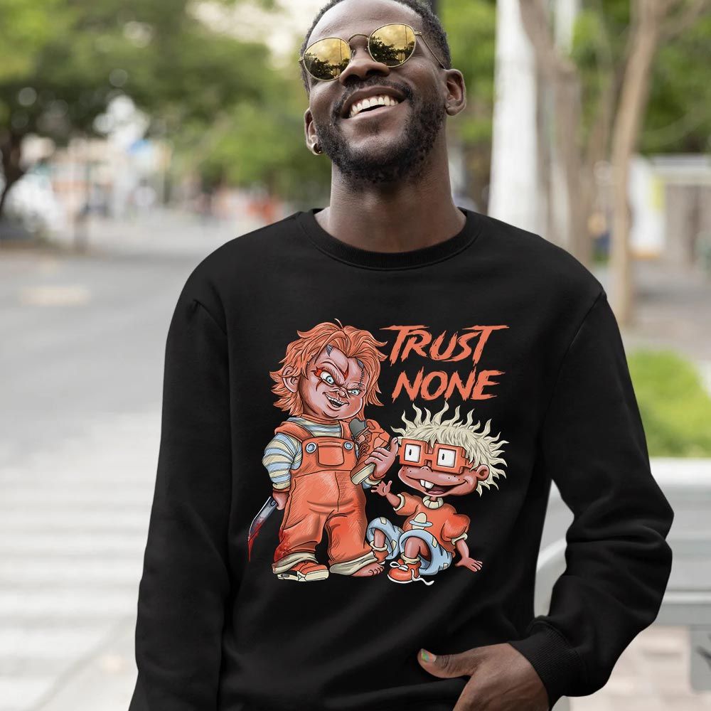 Chucky Trust No One Sneaker Shirt Match Crimson Bliss 5s, Jordan 5 DJ Khaled Crimson Bliss MKO T-Shirt Chucky Trust No One Sneaker Shirt Match Crimson Bliss 5s, Jordan 5 DJ Khaled Crimson Bliss MKO T-Shirt