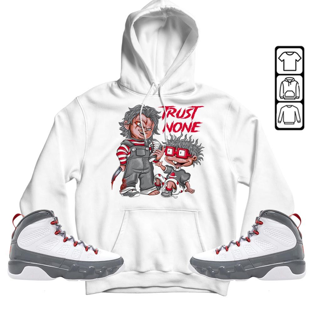 Chucky Trust No One Sneaker Shirt Match Fire Red 9s, Jordan 9 Retro Fire Red MKO T-Shirt