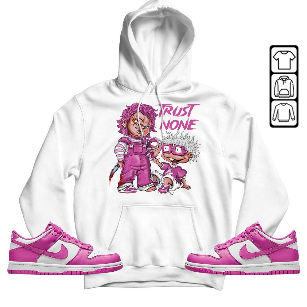Chucky Trust No One Sneaker Shirt Match GS Active Fuchsia, Dunk Low Active Fuchsia MKO T-Shirt