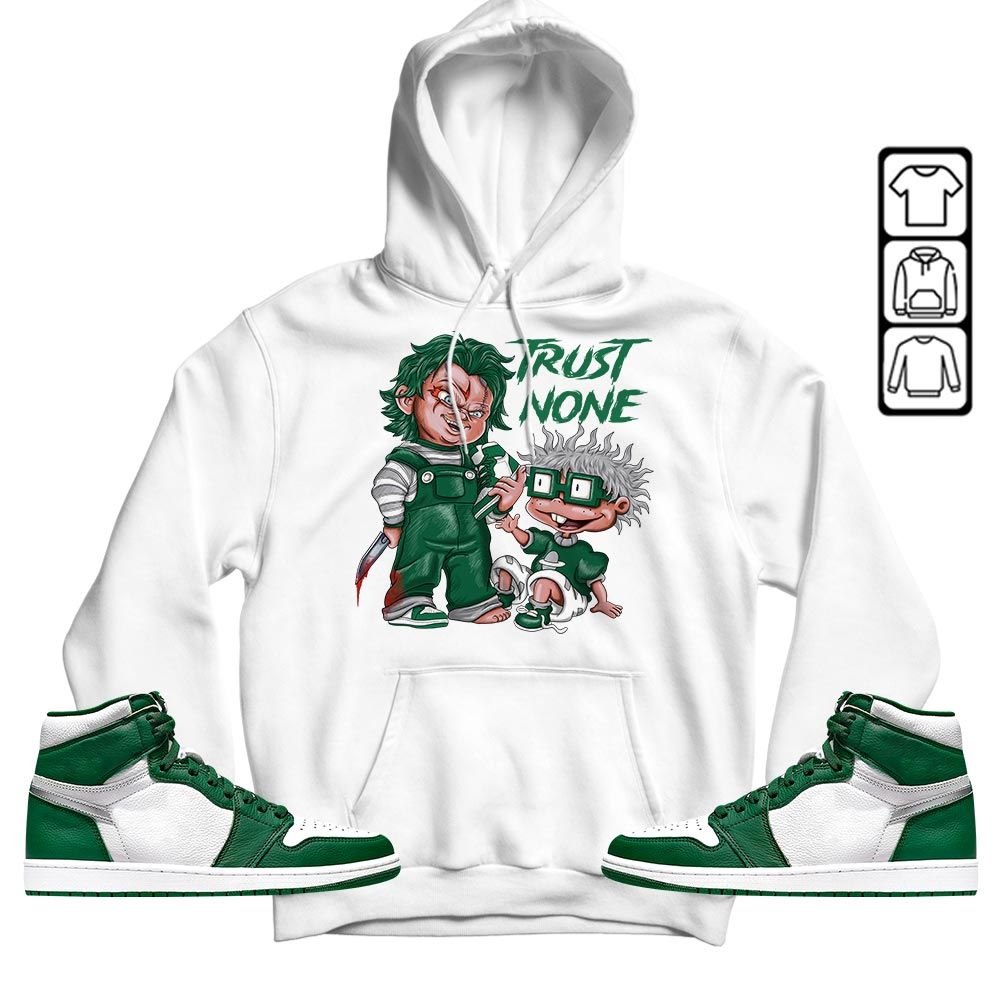 Chucky Trust No One Sneaker Shirt Match High Gorge Green 1s, Jordan 1 Retro High Gorge Green MKO T-Shirt