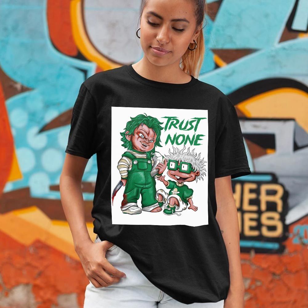 Chucky Trust No One Sneaker Shirt Match Lucky Green 2s, Jordan 2 Lucky Green MKO T-Shirt Chucky Trust No One Sneaker Shirt Match Lucky Green 2s, Jordan 2 Lucky Green MKO T-Shirt