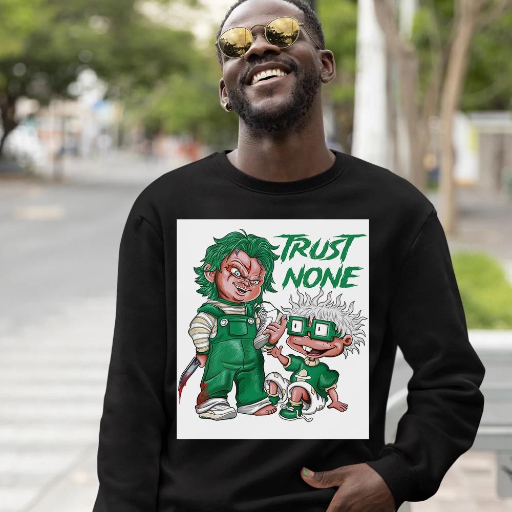 Chucky Trust No One Sneaker Shirt Match Lucky Green 2s, Jordan 2 Lucky Green MKO T-Shirt Chucky Trust No One Sneaker Shirt Match Lucky Green 2s, Jordan 2 Lucky Green MKO T-Shirt