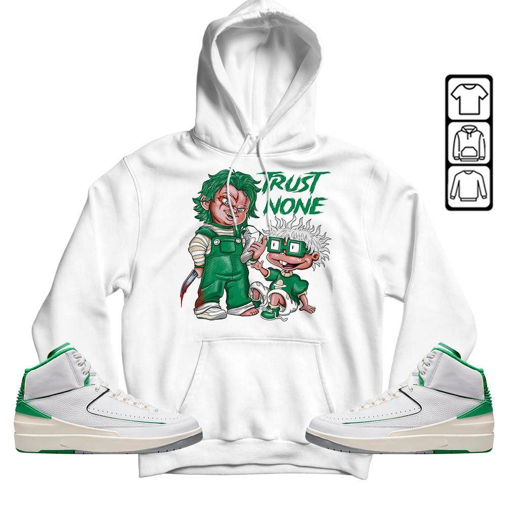 Chucky Trust No One Sneaker Shirt Match Lucky Green 2s, Jordan 2 Lucky Green MKO T-Shirt