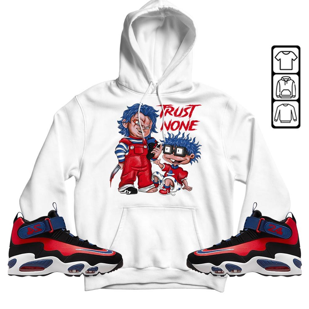 Chucky Trust No One Sneaker Shirt Match Max 1 Navy Red Black, Air Griffey Max 1 Black Red Navy Blue MKO T-Shirt