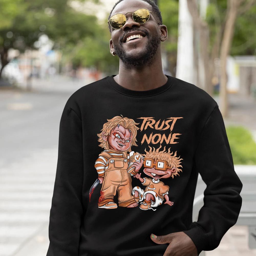 Chucky Trust No One Sneaker Shirt Match Sunset Haze 1s, Jordan 1 Low Sunset Haze MKO T-Shirt Chucky Trust No One Sneaker Shirt Match Sunset Haze 1s, Jordan 1 Low Sunset Haze MKO T-Shirt