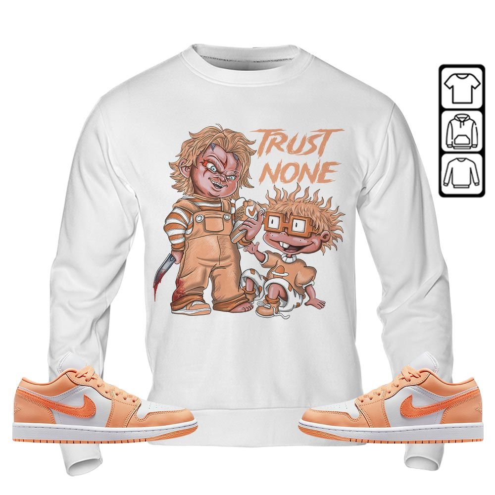 Chucky Trust No One Sneaker Shirt Match Sunset Haze 1s, Jordan 1 Low Sunset Haze MKO T-Shirt Chucky Trust No One Sneaker Shirt Match Sunset Haze 1s, Jordan 1 Low Sunset Haze MKO T-Shirt