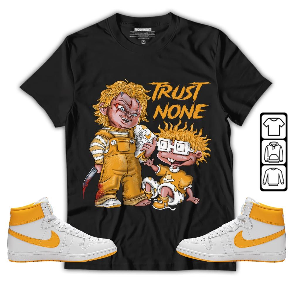 Chucky Trust No One Sneaker Shirt Match University Gold, Ship SP University Gold MKO T-Shirt