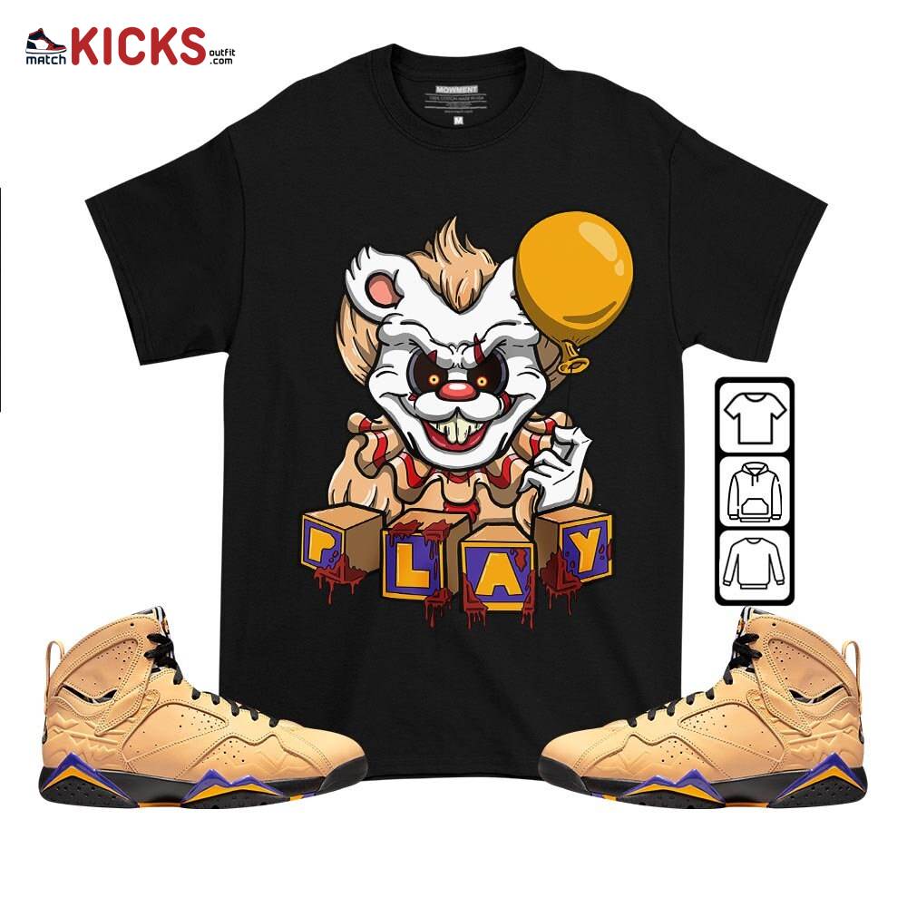 Clown Play Dripping Sneaker Shirt Match Vachetta Tan 7s, Jordan 7 SE Afrobeats MKO T-Shirt