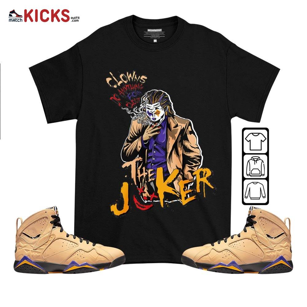 Clowns Do Anything For Clout Sneaker Shirt Match Vachetta Tan 7s, Jordan 7 SE Afrobeats MKO T-Shirt