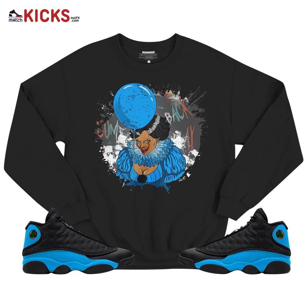 Creepy Clown Sneaker Shirt Match Black University Blue 13s, Jordan 13 Black University Blue 2022 MKO T-Shirt Creepy Clown Sneaker Shirt Match Black University Blue 13s, Jordan 13 Black University Blue 2022 MKO T-Shirt