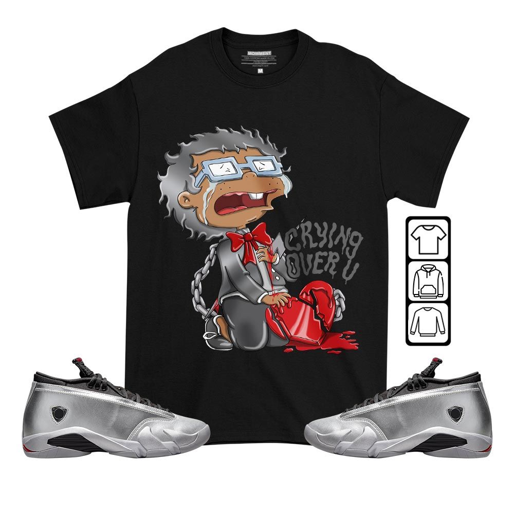 Crying Cartoon 90s Sneaker Shirt Match 14 Low Metallic Silver, Jordan 14 Metallic Silver MKO T-Shirt Crying Cartoon 90s Sneaker Shirt Match 14 Low Metallic Silver, Jordan 14 Metallic Silver MKO T-Shirt