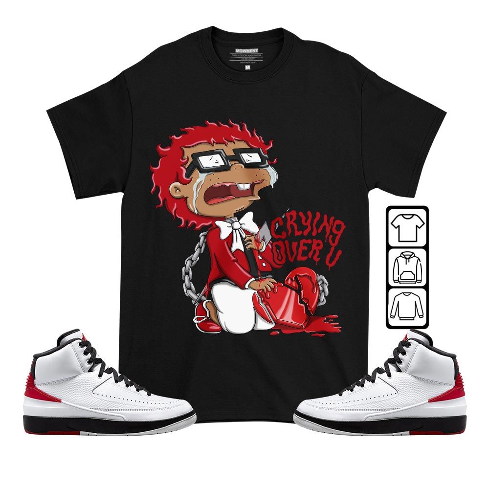 Crying Cartoon 90s Sneaker Shirt Match 2 Chicago Varsity Red, Jordan Retro 2 Chicago MKO T-Shirt Crying Cartoon 90s Sneaker Shirt Match 2 Chicago Varsity Red, Jordan Retro 2 Chicago MKO T-Shirt
