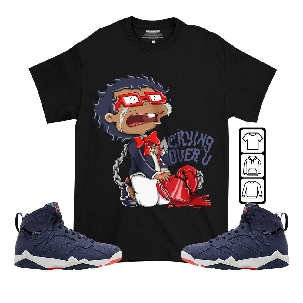 Crying Cartoon 90s Sneaker Shirt Match 7 Neutral Indigo, Jordan 7 Quai 54 MKO T-Shirt Crying Cartoon 90s Sneaker Shirt Match 7 Neutral Indigo, Jordan 7 Quai 54 MKO T-Shirt