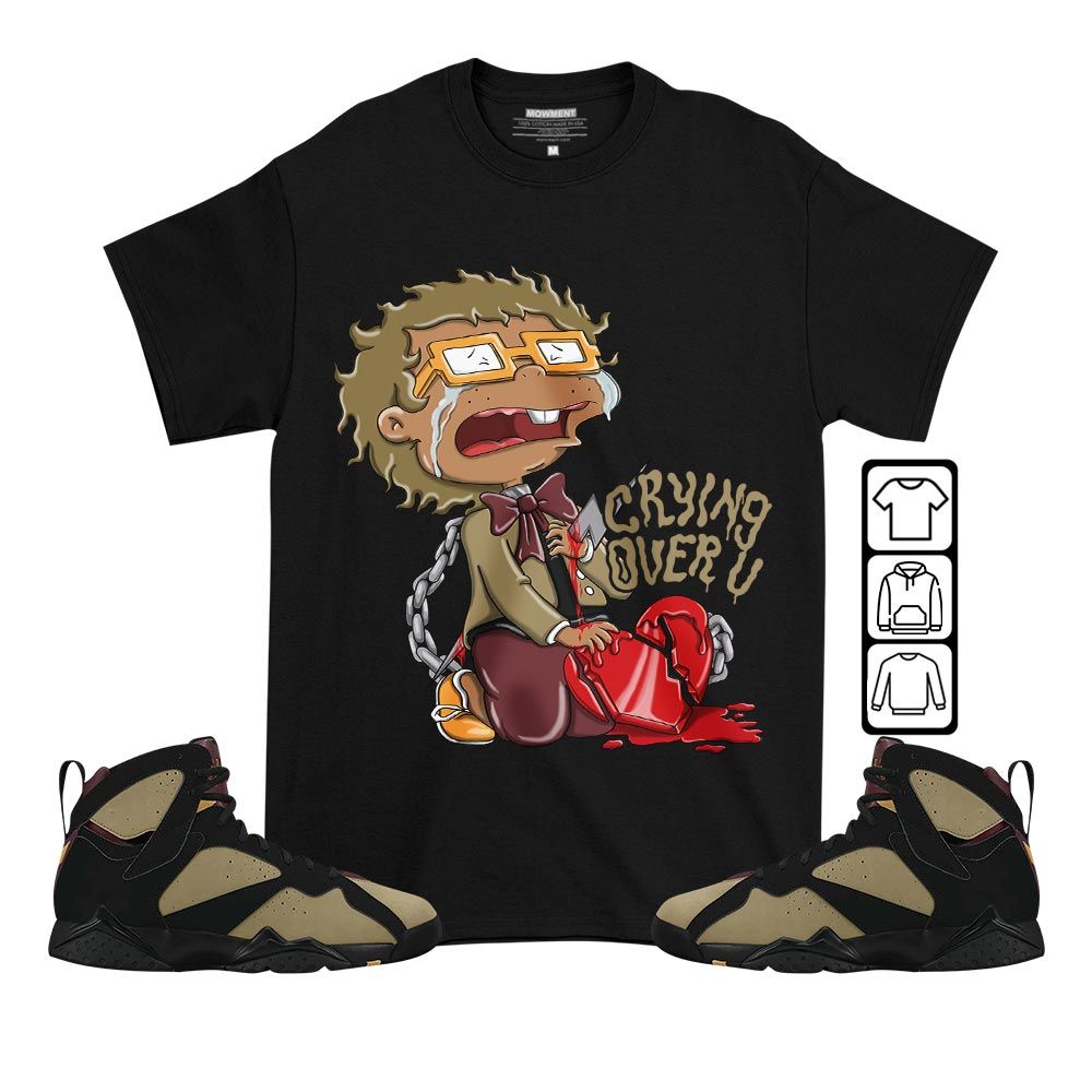 Crying Cartoon 90s Sneaker Shirt Match Black Cherrywood 7s, Jordan 7 Black Olive MKO T-Shirt Crying Cartoon 90s Sneaker Shirt Match Black Cherrywood 7s, Jordan 7 Black Olive MKO T-Shirt