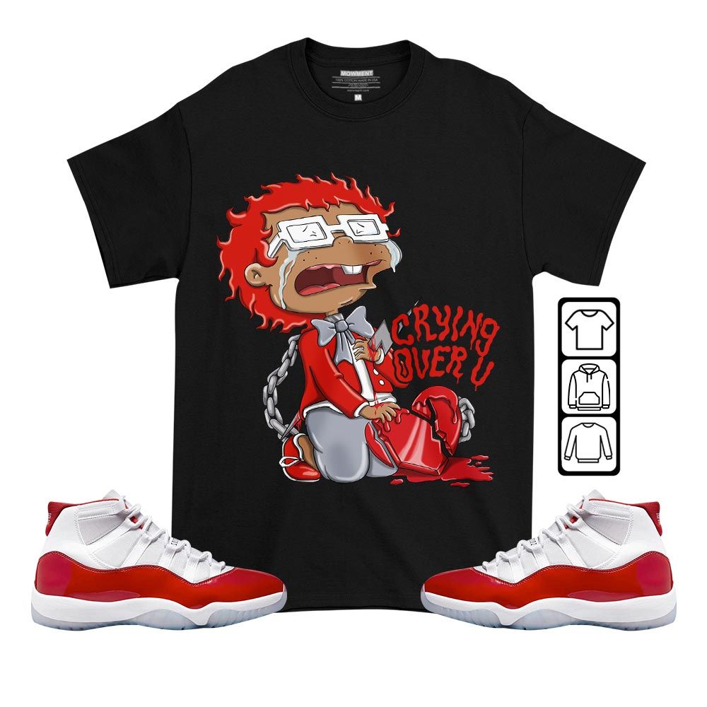 Crying Cartoon 90s Sneaker Shirt Match Cherry 11s, Jordan 11 Retro Cherry MKO T-Shirt