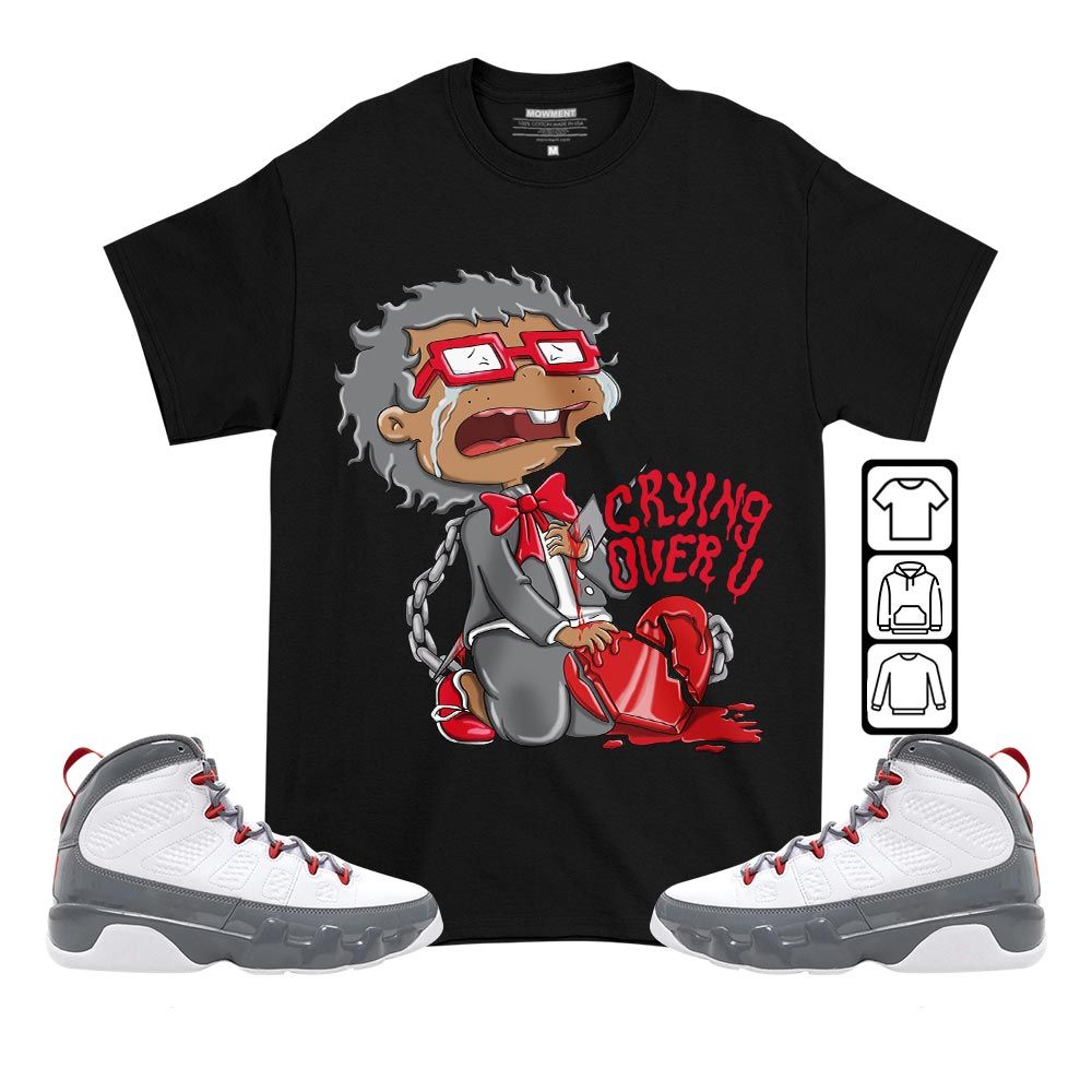 Crying Cartoon 90s Sneaker Shirt Match Fire Red 9s, Jordan 9 Retro Fire Red MKO T-Shirt