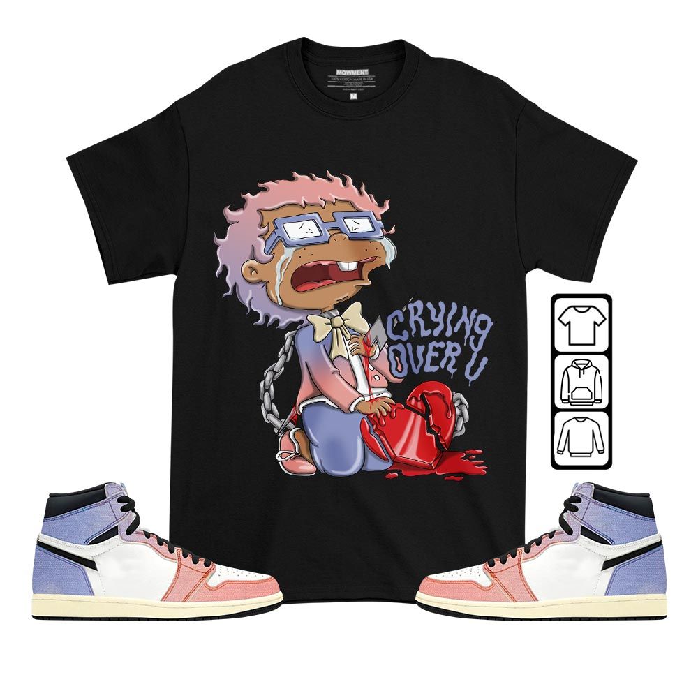 Crying Cartoon 90s Sneaker Shirt Match Retro Skyline 1s, Jordan 1 High OG Skyline MKO T-Shirt