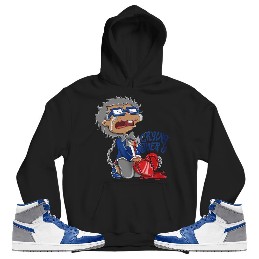 Crying Cartoon 90s Sneaker Shirt Match True Blue 1s, Jordan 1 High OG True Blue MKO T-Shirt
