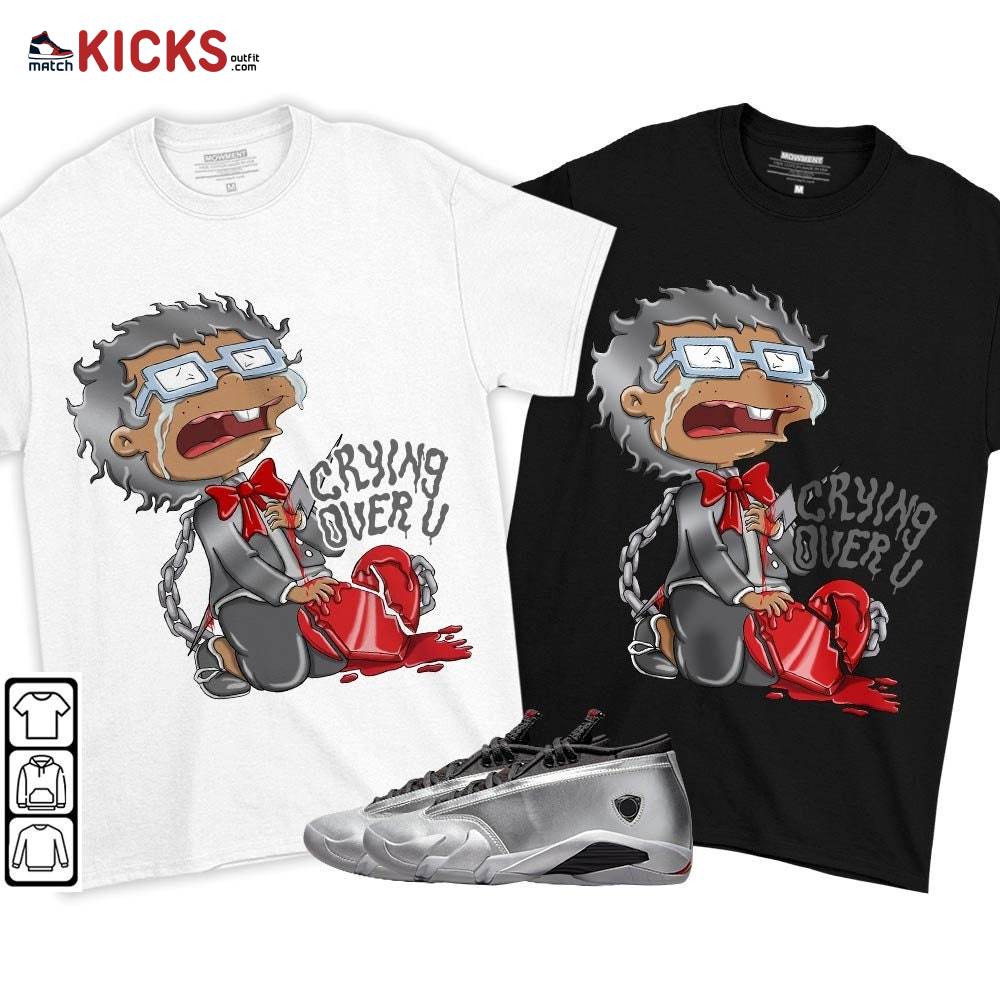 Crying Chuckie Sneaker Shirt Match 14 Low Metallic Silver, Jordan 14 Metallic Silver MKO T-Shirt Crying Chuckie Sneaker Shirt Match 14 Low Metallic Silver, Jordan 14 Metallic Silver MKO T-Shirt