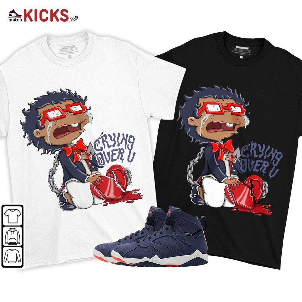 Crying Chuckie Sneaker Shirt Match 7 Neutral Indigo, Jordan 7 Quai 54 MKO T-Shirt Crying Chuckie Sneaker Shirt Match 7 Neutral Indigo, Jordan 7 Quai 54 MKO T-Shirt