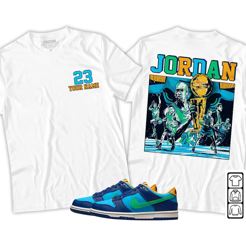 Cup 23 Custom Sneaker Shirt Match Dunk Low GS Kyrie, Dunk Low GS Electric Algae MKO Hoodie