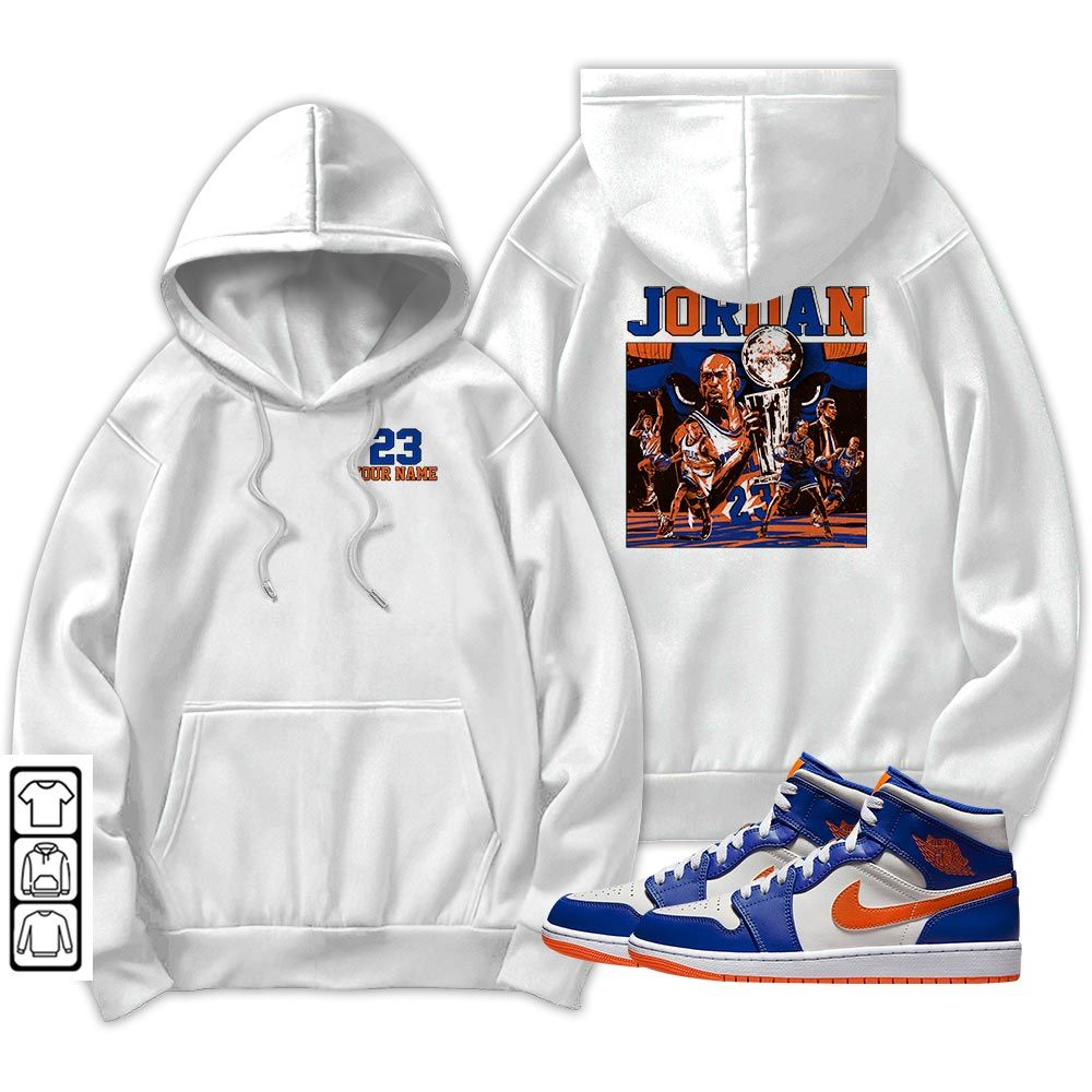 Cup 23 Custom Sneaker Shirt Match Mid Knicks 1s, Jordan 1 Mid Knicks MKO T-Shirt
