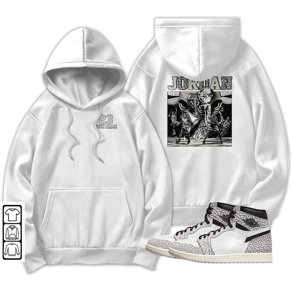 Cup 23 Custom Sneaker Shirt Match OG Elephant 1s, Jordan 1 White Cement MKO T-Shirt
