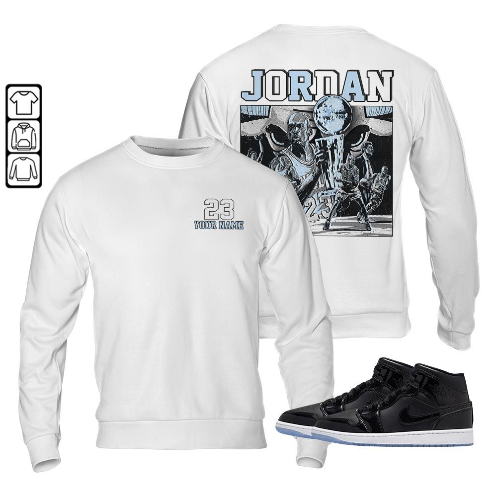 Cup 23 Custom Sneaker Shirt Match Space Jam 1s, Jordan 1 Mid Space Jam MKO Sweatshirt Cup 23 Custom Sneaker Shirt Match Space Jam 1s, Jordan 1 Mid Space Jam MKO Sweatshirt