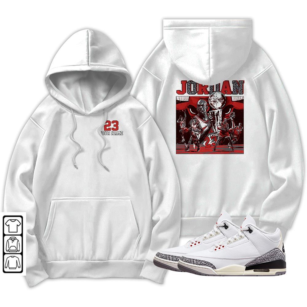 Cup 23 Custom Sneaker Shirt Match White Cement 3s, Jordan Retro 3 White Cement MKO T-Shirt