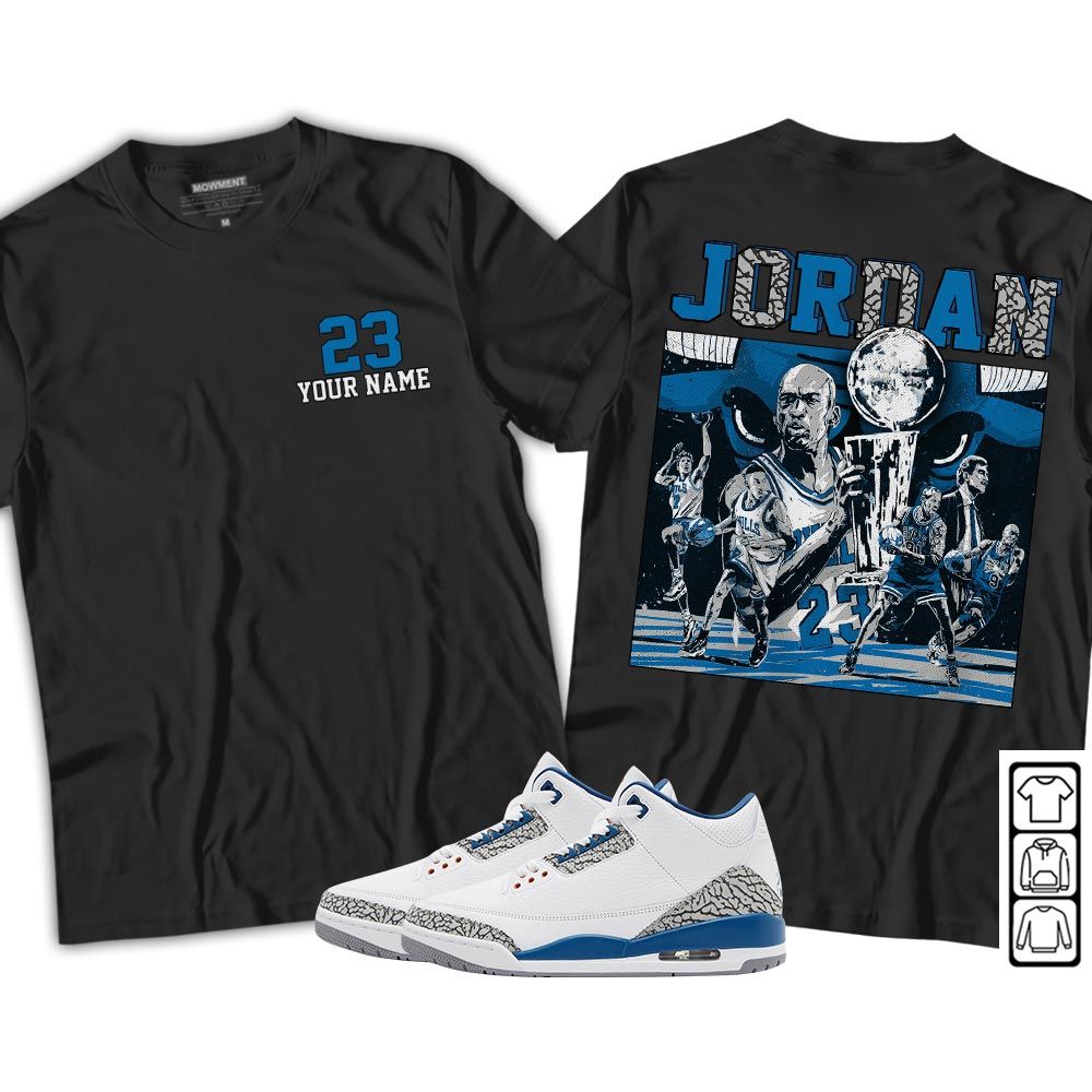 Cup 23 Custom Sneaker Shirt Match Wizards 3s, Jordan Retro 3 Wizards MKO T-Shirt