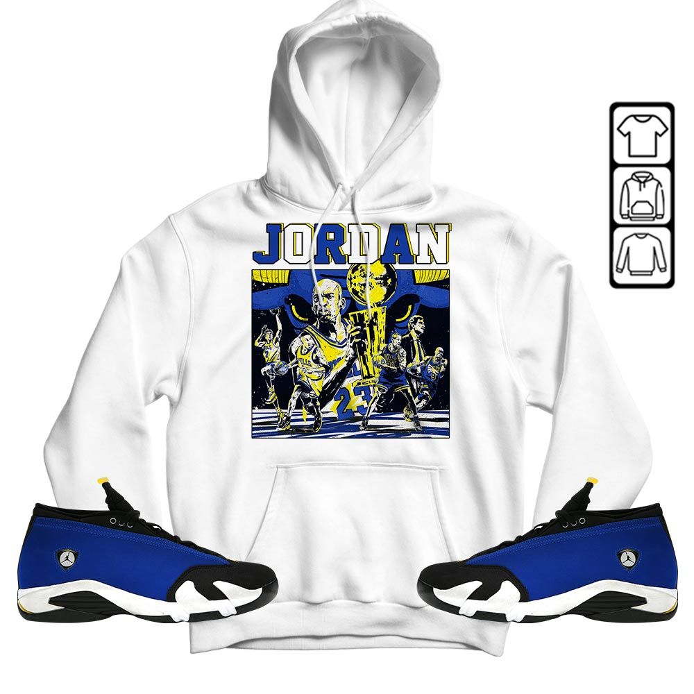 Cup 23 Sneaker Shirt Match 2023 Blue Laney 14s, Jordan 14 Laney MKO T-Shirt
