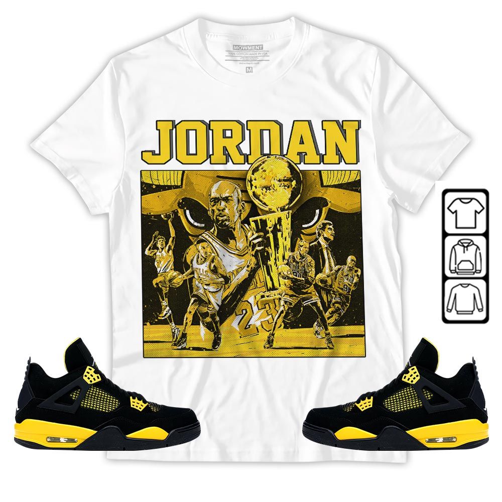 Cup 23 Sneaker Shirt Match 2023 Thunder 4s, Jordan Retro 4 Thunder MKO T-Shirt Cup 23 Sneaker Shirt Match 2023 Thunder 4s, Jordan Retro 4 Thunder MKO T-Shirt