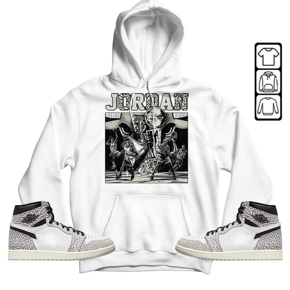 Cup 23 Sneaker Shirt Match OG Elephant 1s, Jordan 1 White Cement MKO T-Shirt