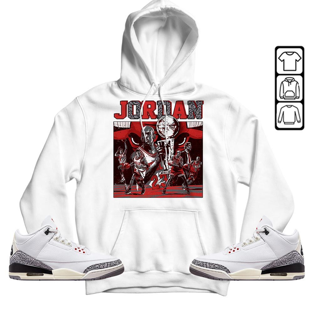 Cup 23 Sneaker Shirt Match White Cement 3s, Jordan Retro 3 White Cement MKO T-Shirt