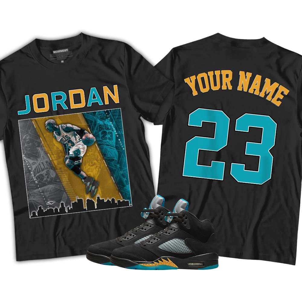 Custom 23 City Sneaker Shirt Match 2023 Retro Aqua 5s, Jordan 5 Aqua MKO T-Shirt Custom 23 City Sneaker Shirt Match 2023 Retro Aqua 5s, Jordan 5 Aqua MKO T-Shirt