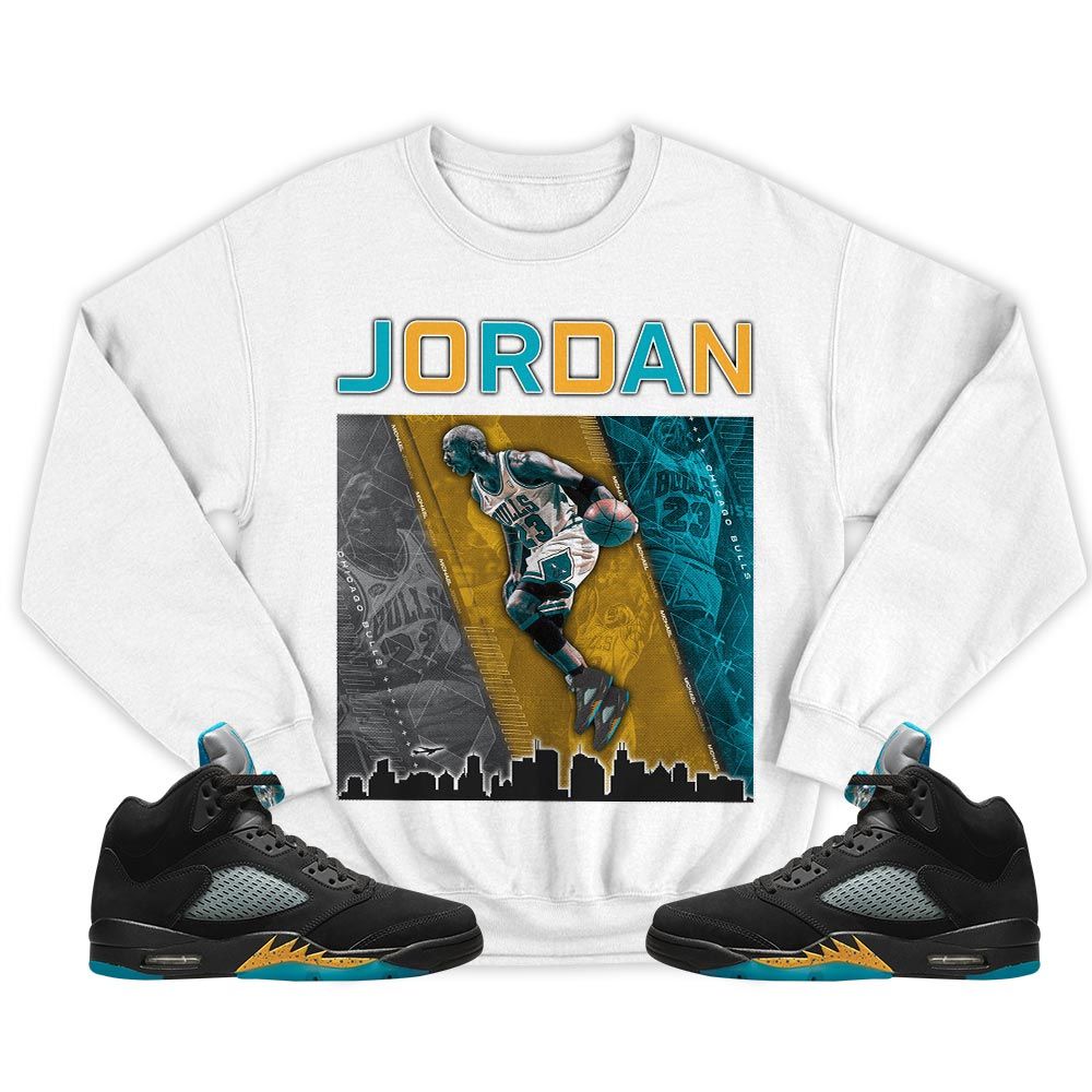 Custom 23 City Sneaker Shirt Match 2023 Retro Aqua 5s, Jordan 5 Aqua MKO T-Shirt Custom 23 City Sneaker Shirt Match 2023 Retro Aqua 5s, Jordan 5 Aqua MKO T-Shirt