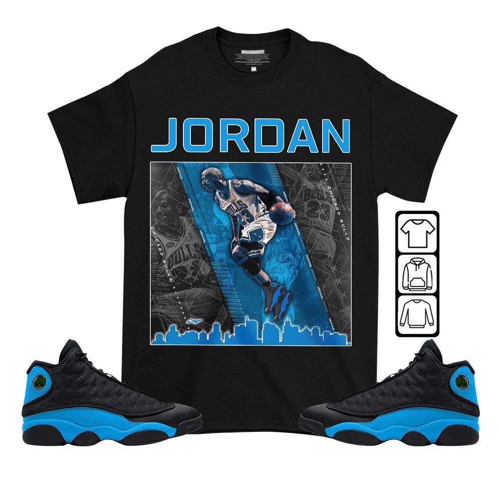 Custom 23 City Sneaker Shirt Match Black University Blue 13s, Jordan 13 Black University Blue 2022 MKO T-Shirt Custom 23 City Sneaker Shirt Match Black University Blue 13s, Jordan 13 Black University Blue 2022 MKO T-Shirt