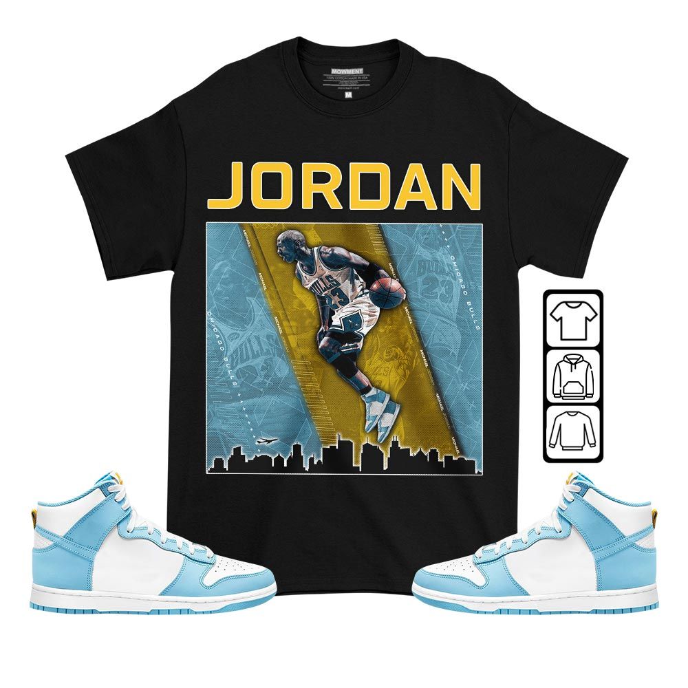 Custom 23 City Sneaker Shirt Match Dunk High Blue Chill, Dunk High Homer Simpson MKO T-Shirt Custom 23 City Sneaker Shirt Match Dunk High Blue Chill, Dunk High Homer Simpson MKO T-Shirt