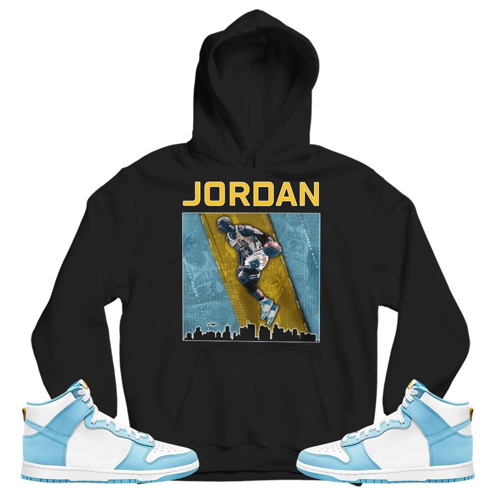 Custom 23 City Sneaker Shirt Match Dunk High Blue Chill, Dunk High Homer Simpson MKO T-Shirt
